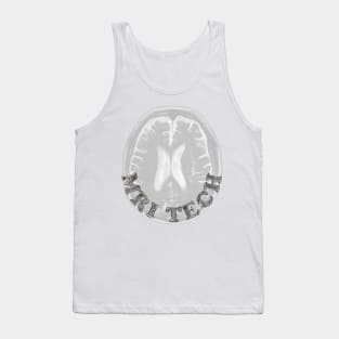 MRI Tech Metal Font with Brain White BG Tank Top